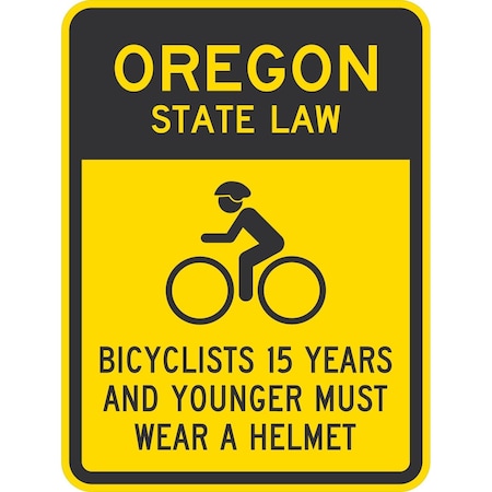 Lyle Bicyclists 15 Years And Younger Must Wear A Helmet (Cyc, 18x24, High Intensity Prismatic, Yellow G-10791-HI_18x24