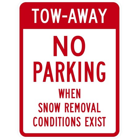 Lyle Tow-Away, No Parking When Snow Removal Conditions Exist, 18x24, Non-Reflective, White G-11107-NA_18x24