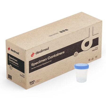 Dealmed Specimen Containers, Non-Sterile, Bulk, 4oz, 500PK 781046