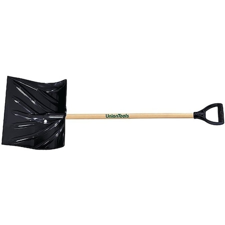 Union Tools Snow Shovel, 18 in W Blade, 512 in L Blade, Combo Blade, Polyethylene Blade, Wood Handle 1627400