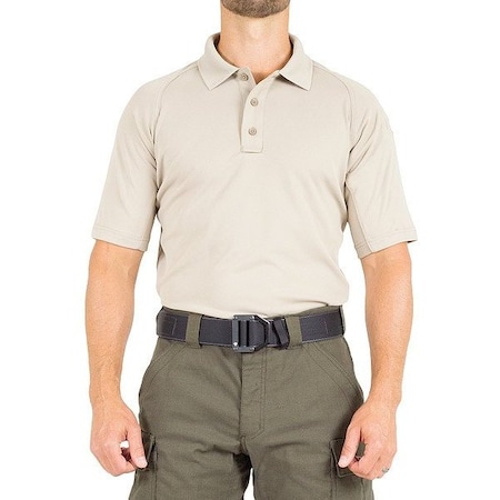 First Tactical PERFORMANCE POLO SHORT SLEEVE, 100% Polyester, Button, 1 Pocket(s), Silver Tan, 4XL 112509