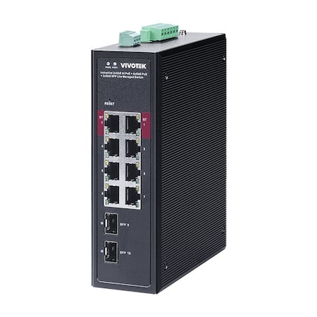 Vivotek Industrial 2xGbE bt 90W+6xGbE at 30W+2xGbE SFP LiteManSwitch AW-IHB-1040