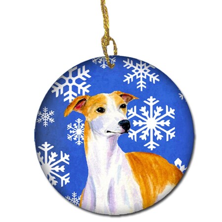 Carolines Treasures Whippet Winter Snowflake Holiday Ceramic Ornament LH9283-CO1