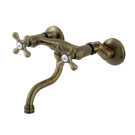 Kingston Brass Double-Handle Wall Mount Bathroom Faucet, Antique Brass KS2113AX