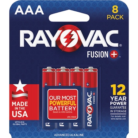 Rayovac Fusion AAA Alkaline Battery, 8PK 824-8TFUS1