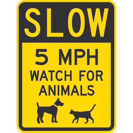 Lyle Slow 5 Mph Watch For Animals (W/Sym), 18x24, High Intensity Prismatic, Yellow G-10634-HI_18x24