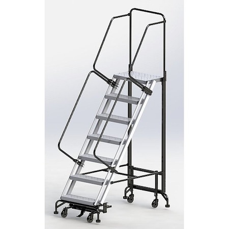Ballymore 8.8 ft H Aluminum Rolling Ladder, 7 Steps, 450 lb Load Capacity HY-LA-073214P