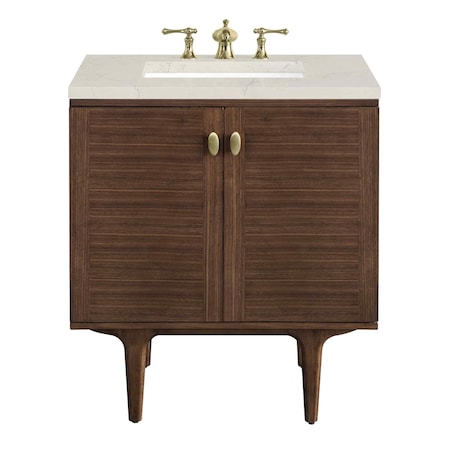 James Martin Vanities Amberly 30" Single Vanity, Mid-Century Walnut, w/ 3 CM Siberian Silestone Top 670-V30-WLT-3SFR