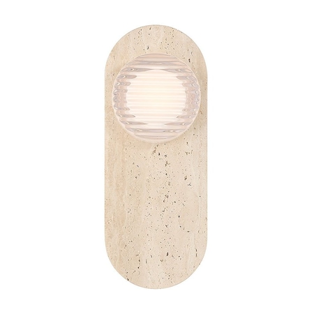 Euf Sternn, Outdoor, 15", Travertine, Clear Ribbed Glass 50272-013