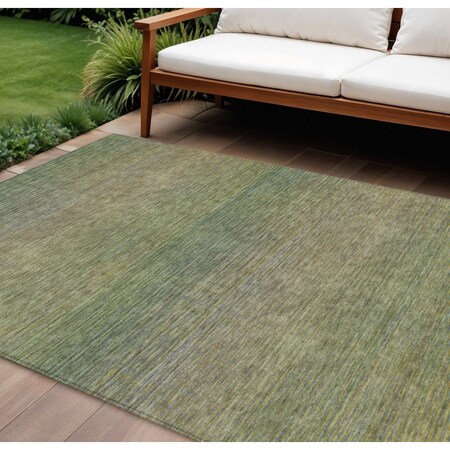 Homeroots 10' X 14' Fern Green Striped Washable Indoor Outdoor Area Rug 608812