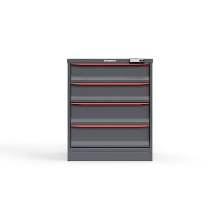 Strong Hold 4 drawer cabinet - (2x 6ft, 2x 7ft) - Red accents - Electronic Lock S3036-PPRAS-0401DS