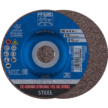 Pferd 4-1/2'' CC-GRIND-STRONG - 7/8'' A.H. - SG STEEL 61262