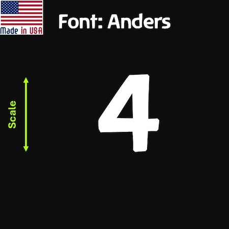 Aacc Self-Adhesive Vinyl Number: 4, Size: 15 in. Color: White Font: Anders, 4PK AACC-Anders-N4-White-I15x4