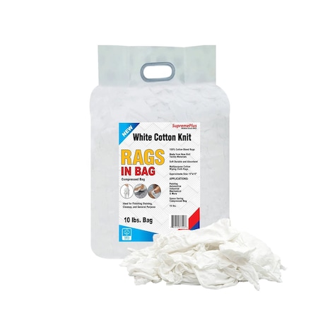Supremeplus New White Knit T-Shirt Cleaning Rags, 10 lbs. Bag SP-5664