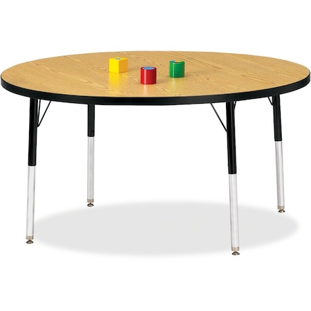 Jonti-Craft Berries Round Activity Table, 48 in. Diameter, A-height, Oak/Black/Black 6433JCA210