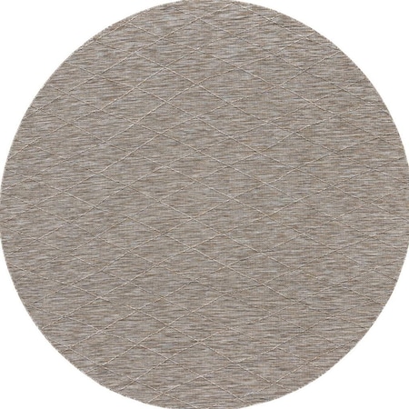 Homeroots 8' Gray And Light Gray Round Geometric Indoor Outdoor Area Rug 552303