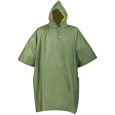 Diamondback Poncho, One-Size, PVC, Olive/Yellow, Drawstring Collar, Side Snap Closure 2690
