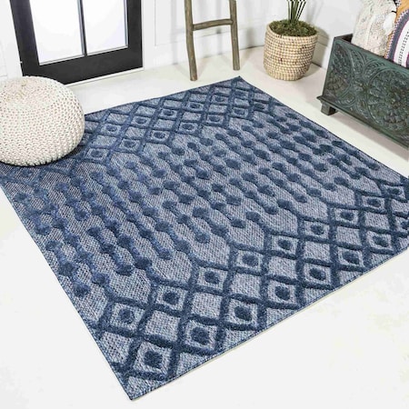 Jonathan Y Peralta Moroccan Diamond Navy 5 ft Square Indoor/Outdoor Area Rug IBZ103B-5SQ