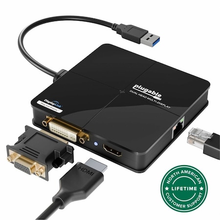 Plugable Technologies PLUGABLE USB 3.0 UNIVERSAL MINI LAPTOP DOCKING STATION FOR WINDOWS AND MAC DUAL USB3-3900DHE