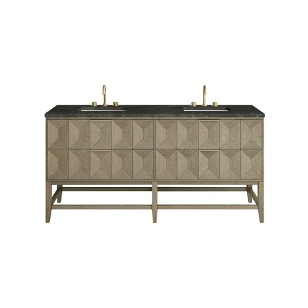 James Martin Vanities Emmeline 72" Double Vanity, Pebble Oak, w/ 3 CM Phantome Eclos Top D100-V72-PBO-3PHT