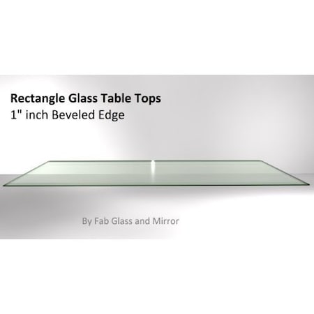 Fab Glass And Mirror 24in. x 36in. Clear Rectangle Glass Table Top, 1/2in. Thick Beveled Edge Polished Tempered R T-24x36REC12THBETE