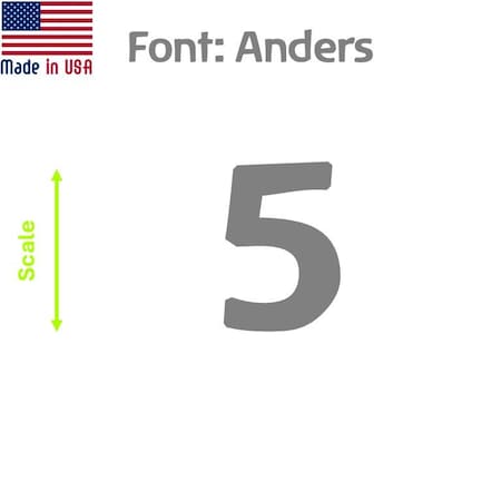 Aacc Self-Adhesive Vinyl Number: 5, Size: 3 in. Color: Gray Font: Anders, 1 sticker AACC-Anders-N5-Gray-I3x1