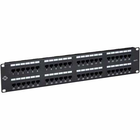 Black Box CAT6 Patch Panel, Punchdown - 2U, Unshielded, 48-Port JPM648A-R2