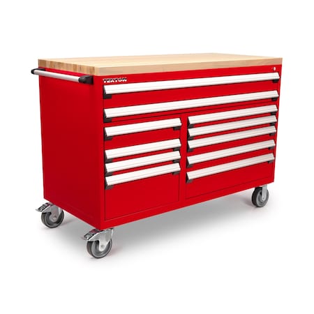 Tekton Rolling Tool Cabinet, 11 Drawer, Red, Steel, 60 in W x 27 in D x 41-1/2 in H OCL63202LWT