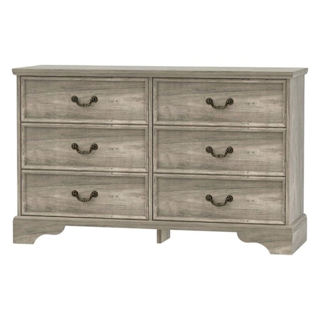 Homeroots 47in Light Gray Solid Wood Console Accent Cabinet With Six Drawers 712214