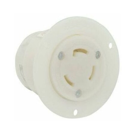 Leviton Flanged Locking Inlet, Non-NEMA, 30 A, 125/250V AC, 3 Pole, Screw Terminals, White 3335-C