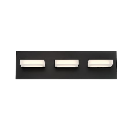 Eurofase Olson Contemporary LED Bathbar, 3-Light, 1050 Lumens, Frosted/Black 28020-023