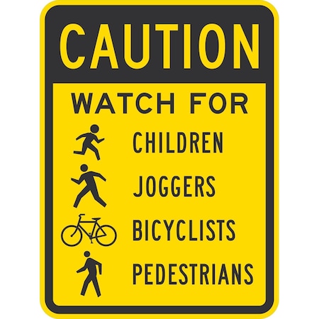 Lyle Caution Watch For Children, Joggers...With Symbols, 18x24, High Intensity Prismatic, Yellow G-10623-HI_18x24