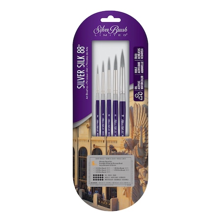 Silver Brush Silver Silk 88 Short Handle Ultimate Round Brushes, 5-Piece Set SK-8107S