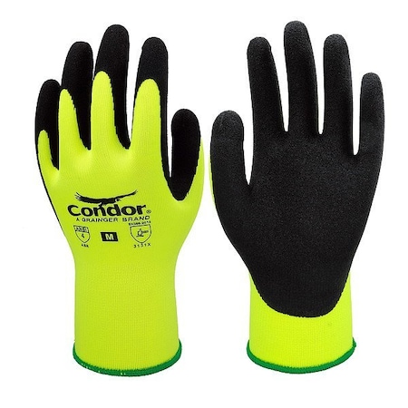 Condor Coated General Purpose Gloves, Latex, Foam, Palm, 4 Abrasion Level, 1 PR GGS_114429