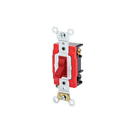 Leviton Wall Switch, 1 hp, Toggle, 20 A, Red 1223-LHR