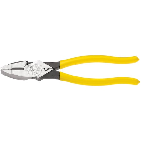 Klein Tools 9 3/8 in Linemans Plier High Leverage w/ Wire Crimper, Steel D213-9NE-CR