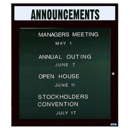 Aarco Illuminated Enclosed Letter Board Directory w/ Bronze Anodized Al Frame and Header, 36''Hx30''W ADC3630HIBA