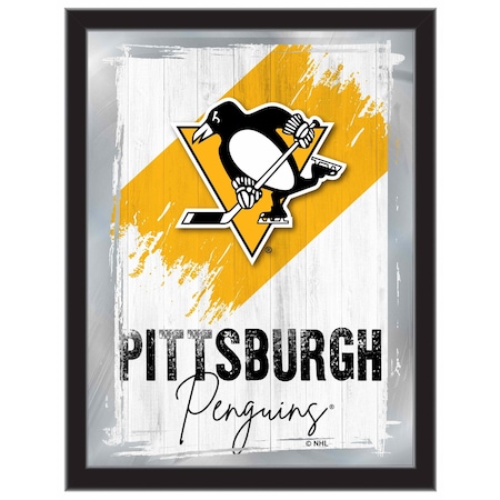 Holland Bar Stool Co Pittsburgh Penguins 17 in.x22 in. Logo Wall Mirror MLogo