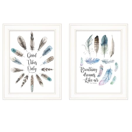 Homeroots Set Of Two Good Vibes 1 White Framed Print Wall Art, 2PK 406123