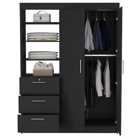 Homeroots 59" Black Three Drawer Dresser 524966