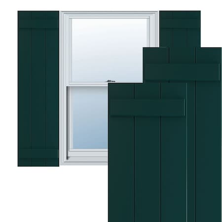 Ekena Millwork True Fit PVC Three Board Joined Board-n-Batten Shutters, Thermal Green, 16 1/8W x 51H, PR TFP101BBF16X051FG