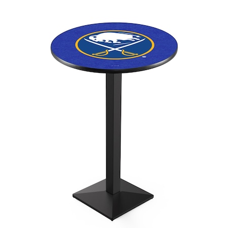 Holland Bar Stool Co 36" Blk Wrinkle Buffalo Sabres Pub Table, 36" dia. Top L217B3636BufSab