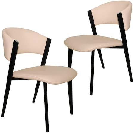 Leisuremod Aspen Modern Leather Dining Chair with Powder Coated Iron Legs, 2PK ACBL51LTP2