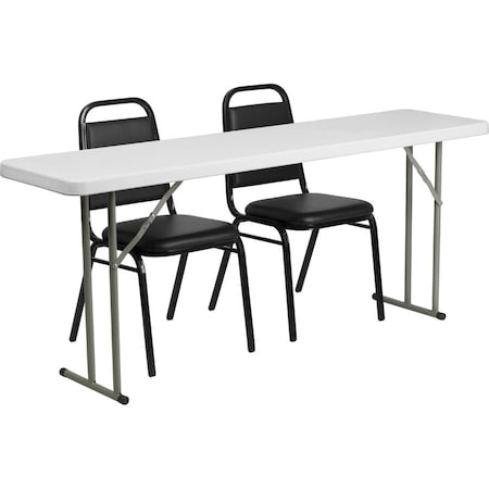 Flash Furniture Rectangle Folding Table, Foam, Metal, Plastic: Polyethylene, Vinyl Top, Black RB-1872-2-GG