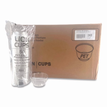 Plastifar Plastic Cold Cups, Sundae, 5 oz, Clear, 1000PK 18438