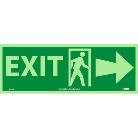 Nmc Exit (W/ Door And Right Arrow), 5X14, Ps Glow GL308P
