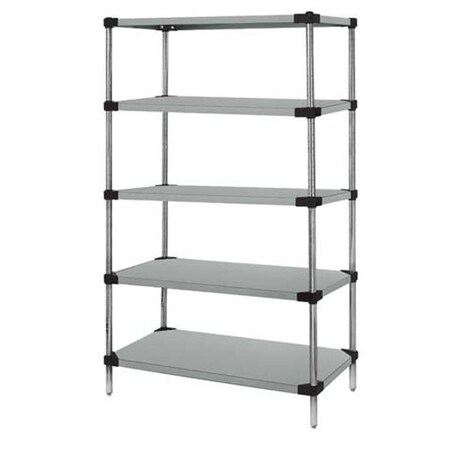 Betterbeds Solid 5 Shelf Starter Units, Stainless Steel - 14 x 42 x 63 in. BE470601
