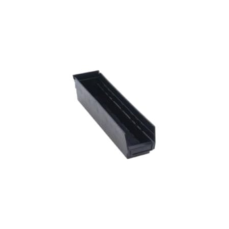 Quantum Storage Systems Shelf Storage Bin, Polypropylene, Black, 4 in H, 4 1/8 in W, 17 7/8 in L QSB103CO