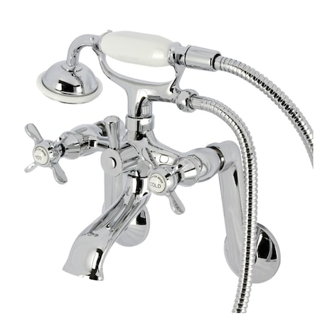 Kingston Brass Tub Wall Mount Clawfoot Tub Faucet with Hand Shower, Polished Chrome KS289C