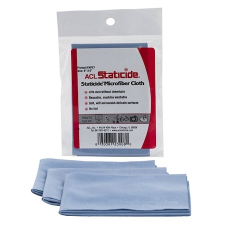 Acl Staticide Microfiber Cloth 9" x 9", Blue, PK24 MFC24